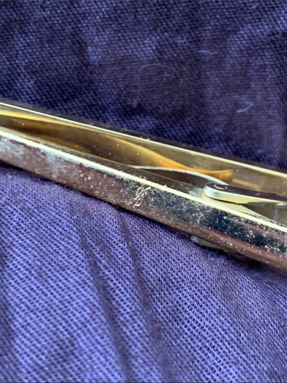 YSL Vintage Gold Black Logo Tie Money Hair Clip Barrette - Picture 6 of 6